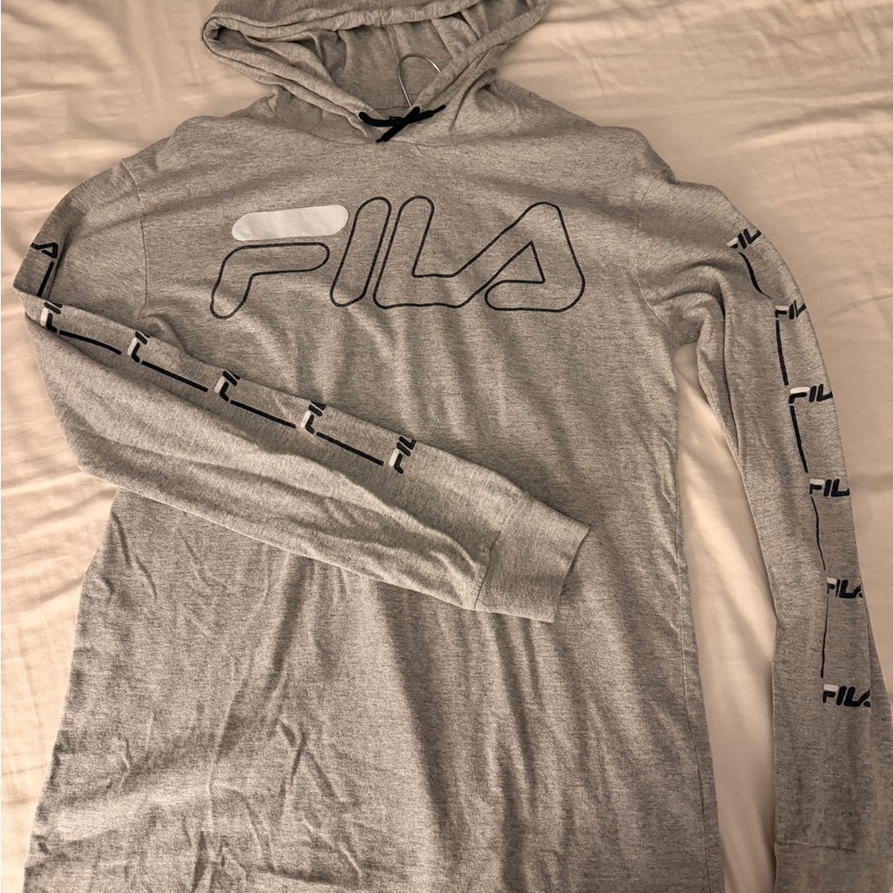 Fila Light Gray Hoodie with Black Accents